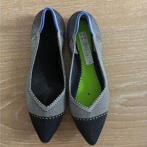 Rothy's Black and Gray Flats with Blue Accent